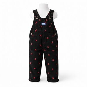 Size 4T OshKosh Toddler Train Print Corduroy Overalls Black Limited Edition NWT